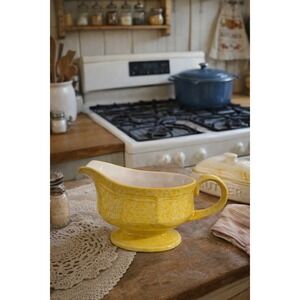 Vintage 80's Mikasa Country Charm Yellow Gravy Boat Japan Cottage Farmhouse